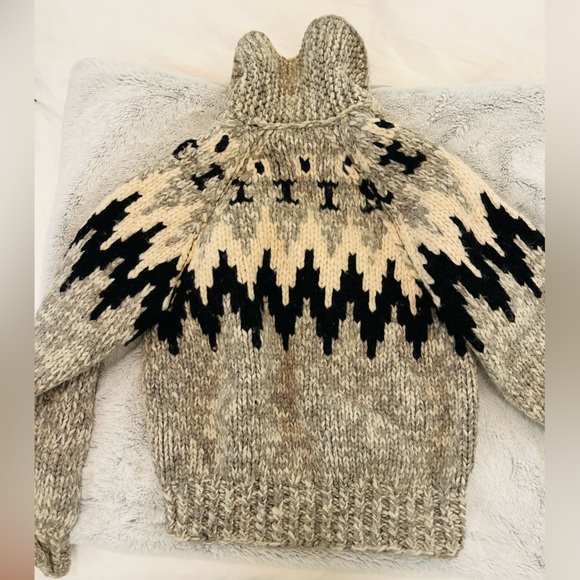 *Handmaid Cozy Wool Cowichan style Sweater zip up XS *rare size *vintage - Picture 3 of 5